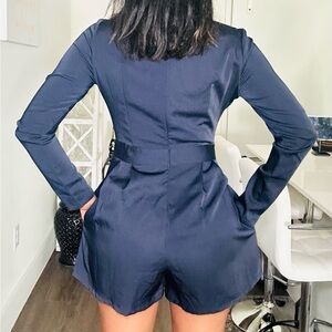 Long sleeve plunge neck romper